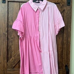 SHEIN Two-Tone Pink Mini Dress